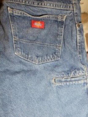 Dickies Denim Shorts Mens 34 Relaxed Fit Light Wash Utility Pocket